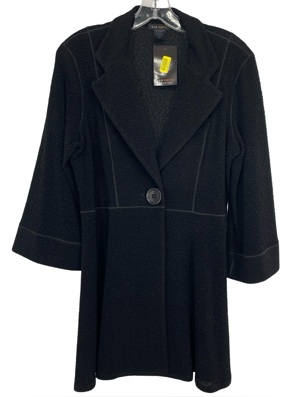 Eva Varro Empire One Button Jacket in Black Pebbles New Size Large - Picture 1 of 12